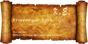 Kronberger Edit névjegykártya